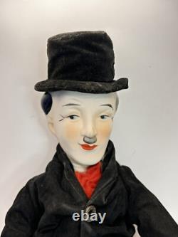 Vintage RARE 1982 Poupée Charlie Chaplin en porcelaine 24 ORIGINAL