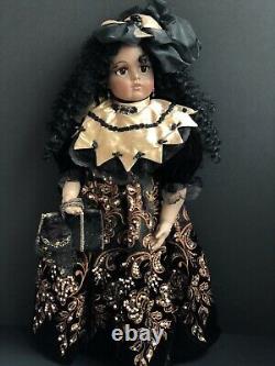 Vintage Reproduction 28 Dark Skin Français Bru Jne Porcelain/leather Doll