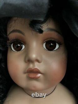 Vintage Reproduction 28 Dark Skin Français Bru Jne Porcelain/leather Doll