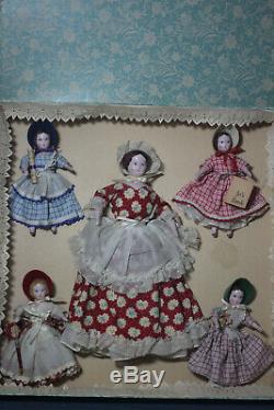 Vintage Ruth Gibbs 5 Doll Set Avec Orig. Box Complet Mars Famille Femmes Petite