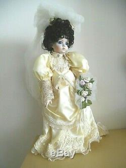 Vintage Tous Porcelain Doll Mariée Handcrafted Patti-kake Poupées 1985 Boule Articulé