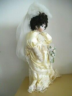 Vintage Tous Porcelain Doll Mariée Handcrafted Patti-kake Poupées 1985 Boule Articulé