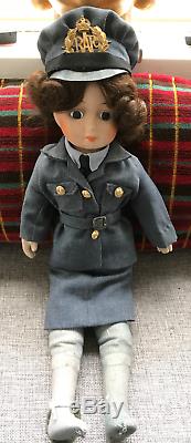 Vintage Ww2 Waaf Raf Grande Poupée, Uniforme, Jouet Originale Home Front, Unique