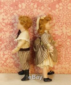 Virginia Davis Orenyo Vintage Paire De Poupées Frères Et Miniatures Artisan Dollhouse Miniature