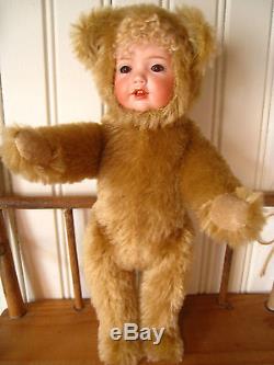 Vntg Ooak Mohair Visage En Porcelaine Ours En Peluche Poupée Washington Artiste Lyric Johnston