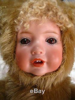 Vntg Ooak Mohair Visage En Porcelaine Ours En Peluche Poupée Washington Artiste Lyric Johnston