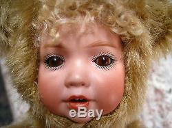 Vntg Ooak Mohair Visage En Porcelaine Ours En Peluche Poupée Washington Artiste Lyric Johnston