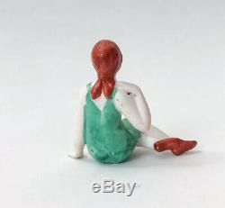 Vtg Lady Baigneuse Figurine Half Doll Rel Bisque Art Déco Porcelaine Allemagne