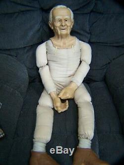 William Wallace L Vieux Grand-père Homme Porcelain Doll Tissu Vintage Signée